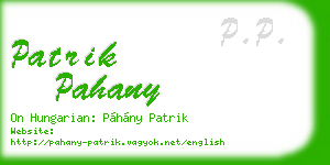 patrik pahany business card