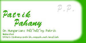 patrik pahany business card